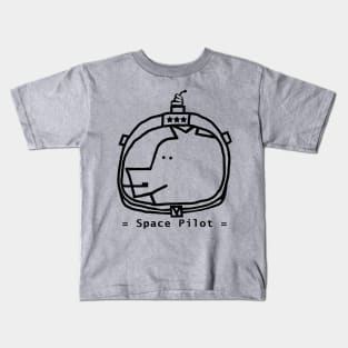 Space Pilot Pig Portrait Minimal Line Drawing Kids T-Shirt